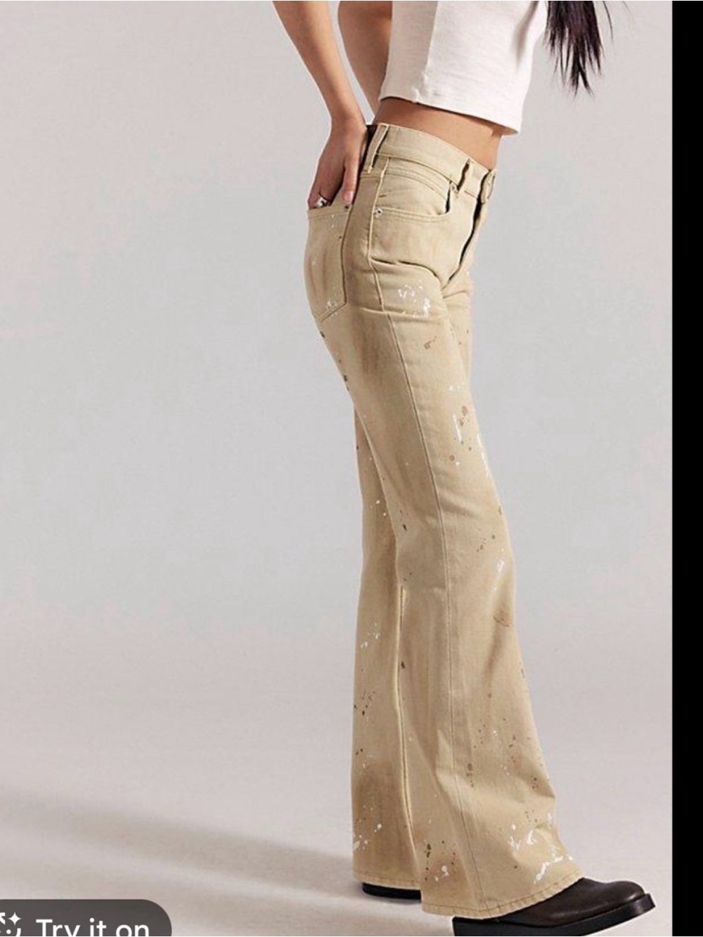 We The Free West Coast Relaxed Flare Jeans in Antique Ecru Size 25 NWT